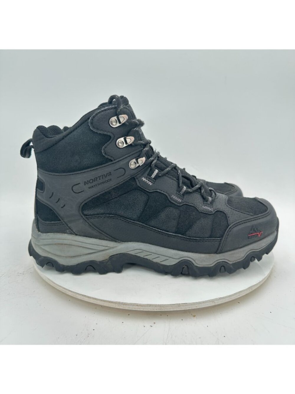 Nortiv 8 Men Size 9.5 Black Waterproof Mountain Hiking Ankle Work Boot - Picture 4 of 11